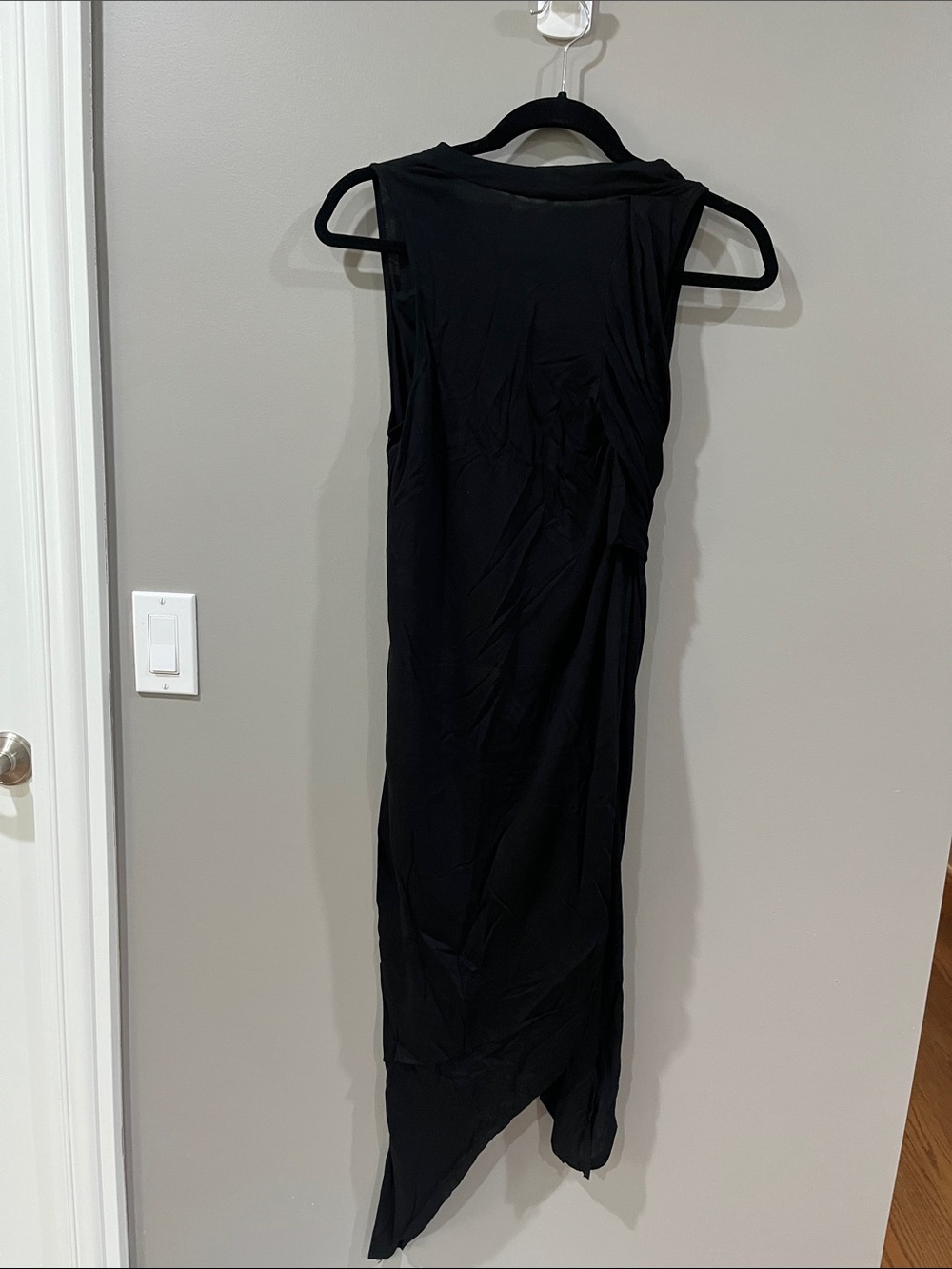 Helmut Lang Black Asymmetrical Draped Sleeveless Dress - Picture 3 of 5